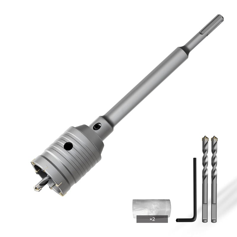 CSOOM Concrete Hole Saw 1-31/32" (50mm) with 220mm SDS Plus Shank Connecting Rod, Carbide Cement Hole Saw for Concrete Cement, Brick Wall Stone - Image 1